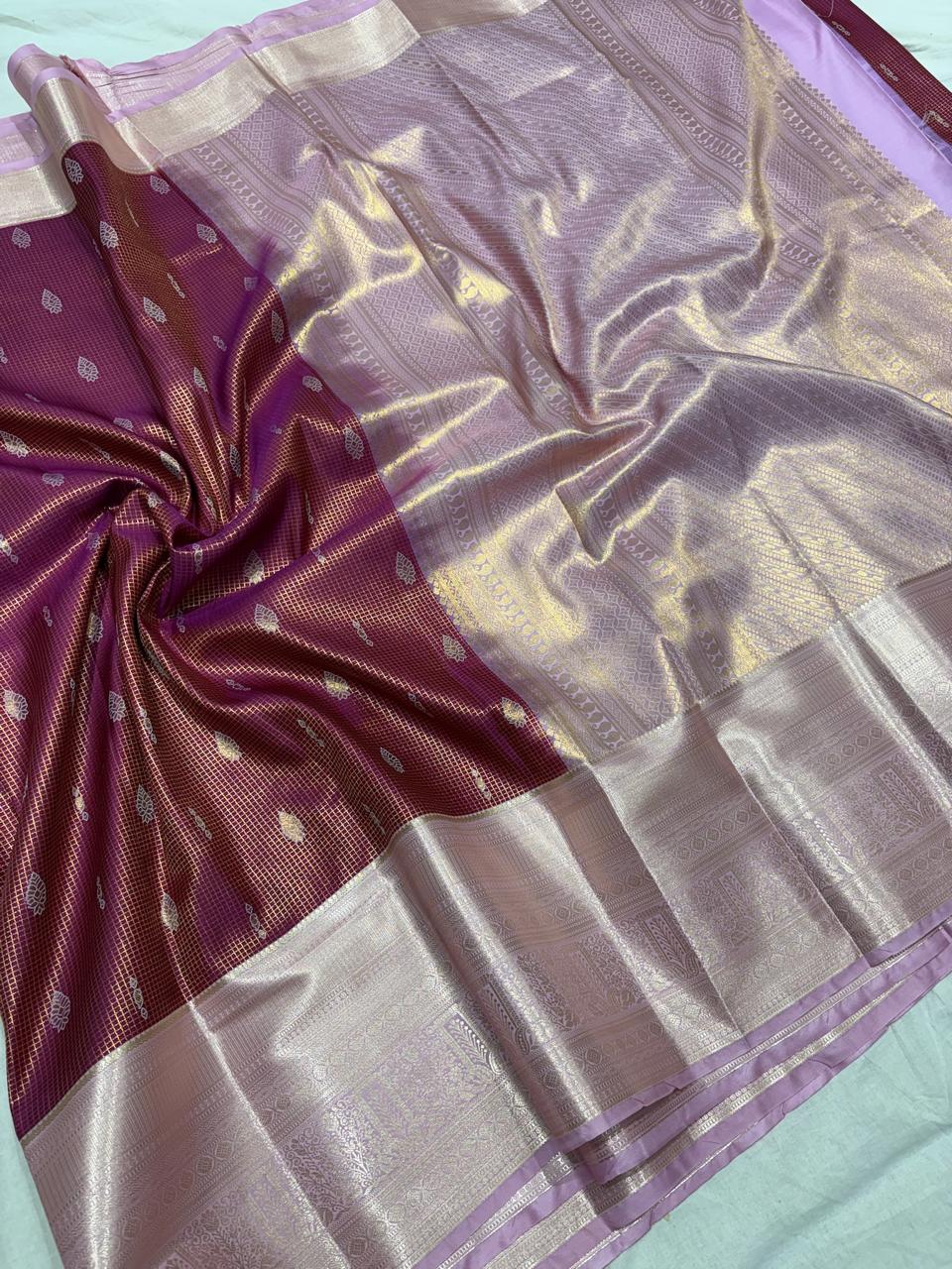 Royal Wine Semi-Kanchi Pattu Vintage Silk Saree