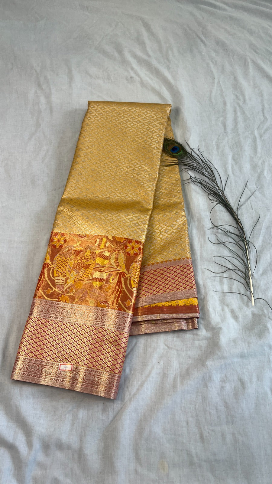 Semi Kanchipuram Silk Saree With Meenakari Border -Premium Traditional Elegance